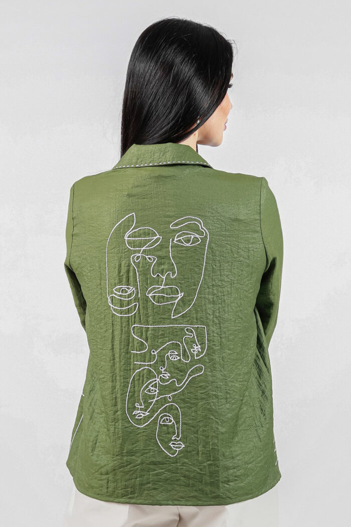 Woman Wearing Cotton Shirt With Embroidery