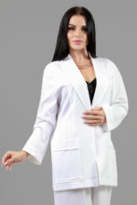 woman wearing white oversized blazer