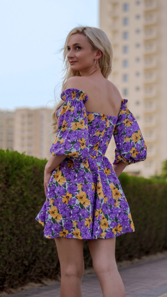 Floral Puff Mini Dress &Bull; Mg 0140Web