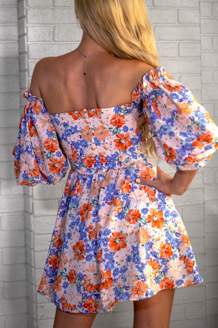 Woman Wearing Summer Mini Dress Floral Print
