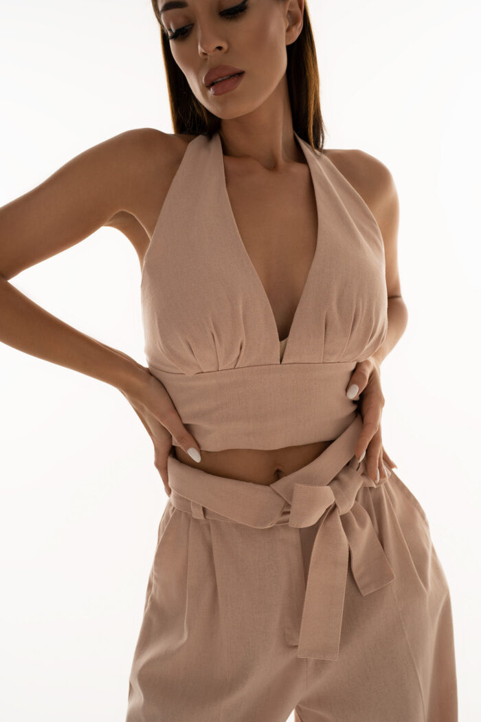 Woman Wearing Pink Cropped Top