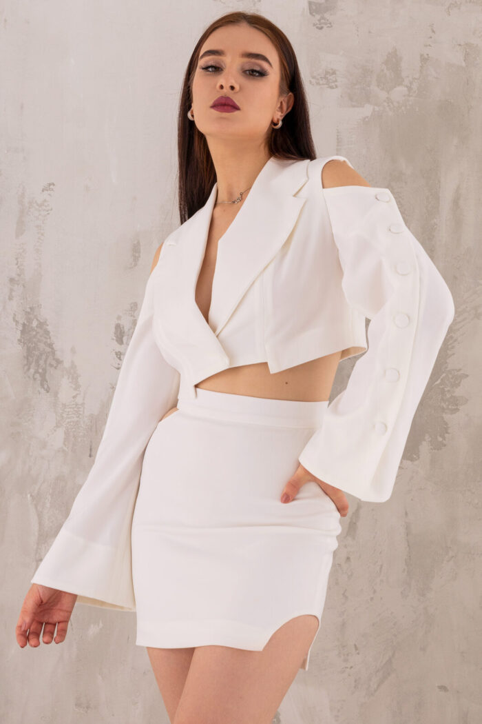 Avant-Garde Mini Skirt &Bull; White Skirt Mini